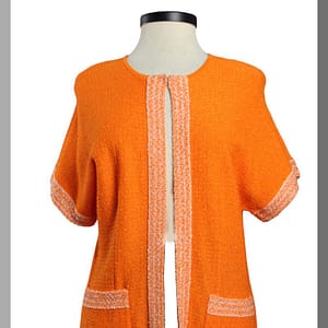 St John Knits Boucle Contrast Trim Topper Tangerine Size Large