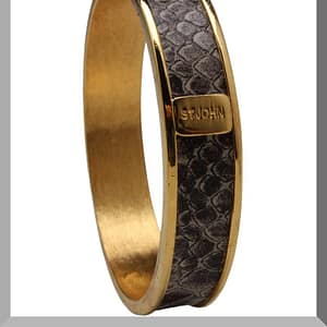 St John Knits .5" Narrow Bangle Bracelet Gold Tone Python Print